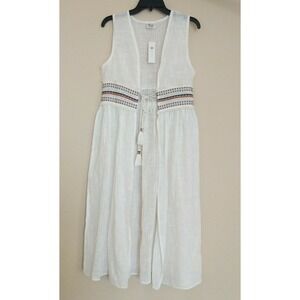 Landry Beach Women's One Size  Cotton Cover Up  Embroidered Dress White NWT